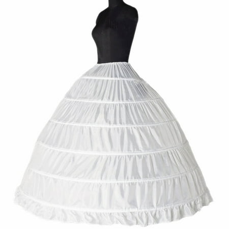 HURRISE 6-hoop Hoops Petticoat White Bridal Crinoline Petticoats Slips Underskirt