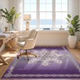 thumbnail image 3 of Design&I 8'x10' Washable Area Rug Extra Large Skid-Resistant Low Profile Boho Abstract Ombre Border Watercolor Gradient Blended Purple Flowing Dynamic for Living Room, Family, 3 of 7