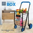 thumbnail image 2 of Kids Collapsible Utility Cart, 66 lbs Capacity, Easily Foldable and Portable Save Space, Folding Lightweight Trolley with Rolling Swivel Wheels, for Shopping Groceries with Your Child, 2 of 8