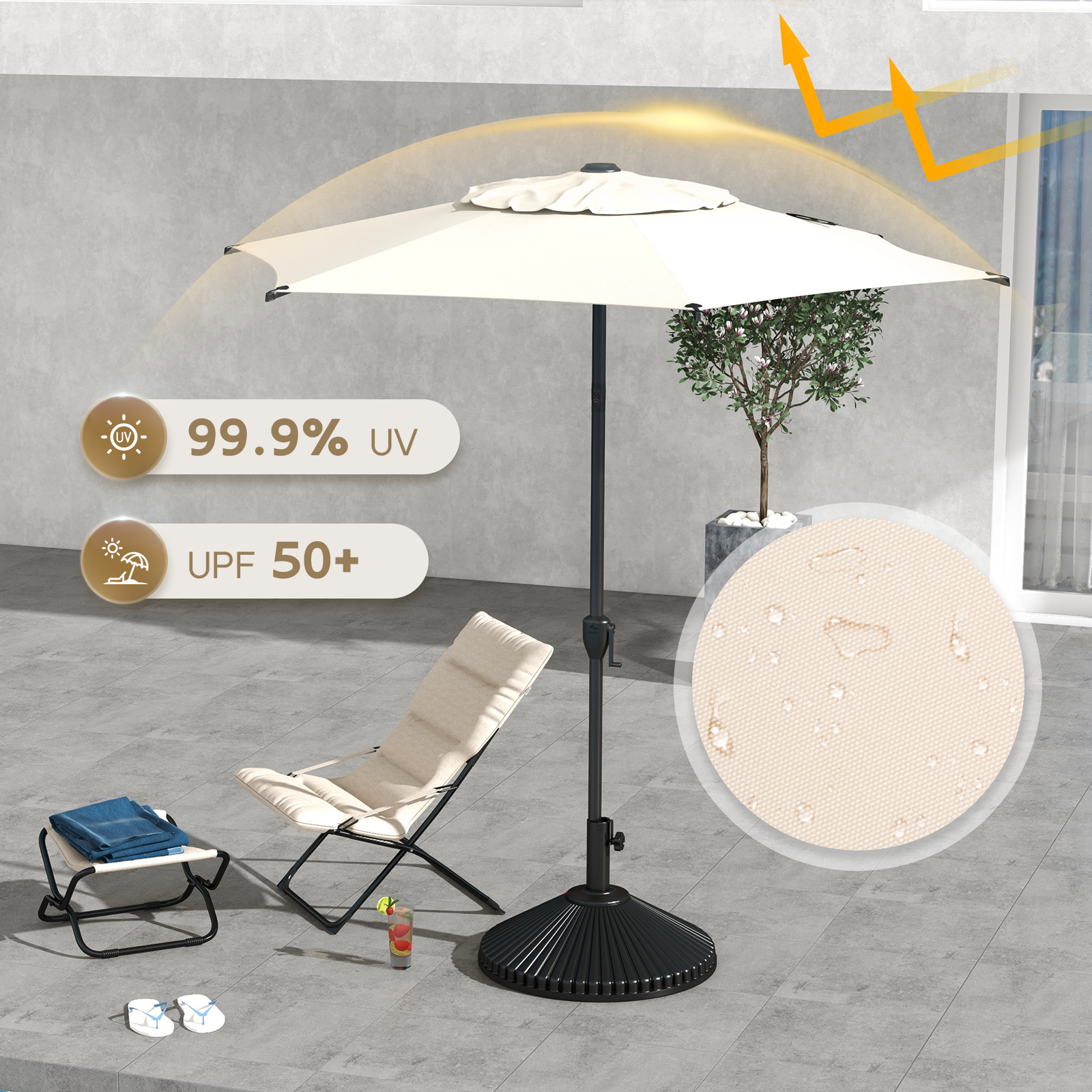 Abba Patio 7.5ft Outdoor Umbrella with Crank and Tilt, Beige photo 3