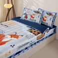 thumbnail image 3 of Castle Fairy Cute Camo Woodland Animal Zipper Twin Comforter Sets with Fitted Sheet and 2 Pillowcases,Fox Bear Deer Puppy Pine Zipper Bedding Set,Sky Blue Cream,Navy Blue Reversible,4-Piece, 3 of 6