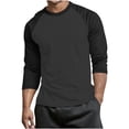 thumbnail image 2 of Men's 3/4 Sleeve Raglan Baseball T-Shirt Big & Tall Color Block Crew Neck Jersey Top Summer Casual Active Workout Tee Breathable Lightweight Soft Stretch Shirt, 2 of 6