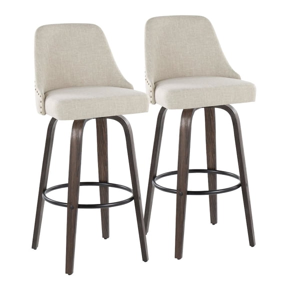 LumiSource Studded Marcel 30" Fixed-Height Barstool - Set of  2