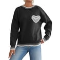 thumbnail image 1 of Suéter de Punto con Cuello Redondo, Larga, Holgado y Liso para Mujer, Estilo Moderno Negro L, 1 of 8