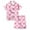 001-Pink, variant on Pink Puff 2 Piece Outfits for Girls Bow Printed Pajama Set Silk Lapel Button Down Short Sets Cute Preppy Clothing Sets 2-13Y (Toddlers, 009-Pink, 4-5 Years)