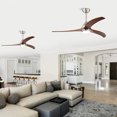 thumbnail image 6 of 52" Solid Wood Blades Ceiling Fan With Light with Remote Control, Noiseless Reversible Motor, 6 Speed ,3 Color , for Patio Living Room, Bedroom, Indoor.(Stain nickel + Walnut ), 6 of 16