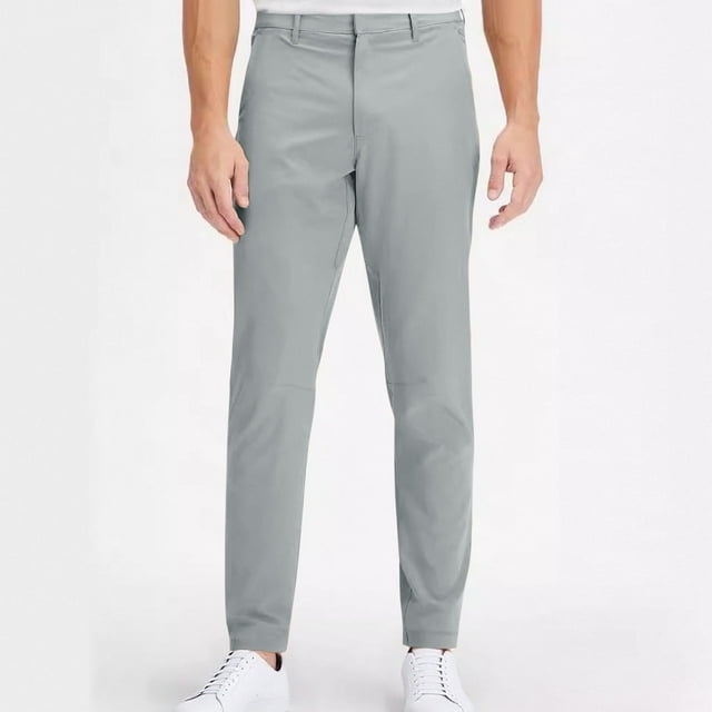 Amzcrzy Plus Size Mens Dress Pants Solid Color Mid Rise Business Casual Pants Comfy Button Zipper Men's Pants with Pockets 2XL