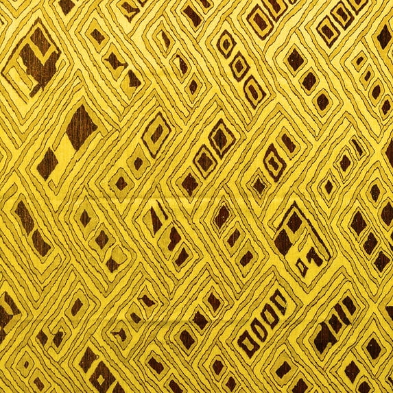 Ahgly Company Indoor Square Abstract Yellow Modern Area Rugs, 6' Square