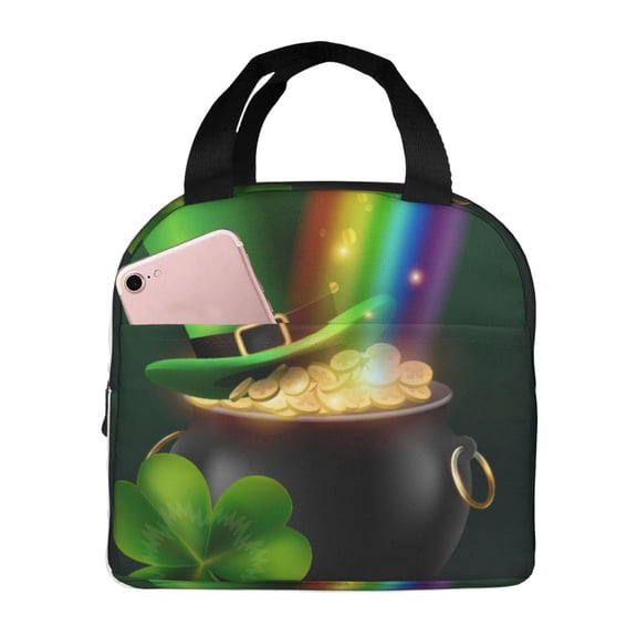 Defioc St. Patrick's Day4 Print Lunch Box,Lunch Bag for Women Men Reusable Insulated Lunch Tote for Work/Office/Picnic/Travel