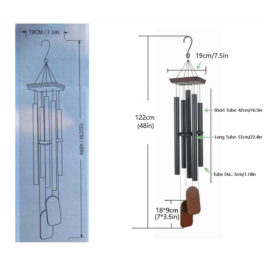 iMeshbean Large 48" Wind chimes Copper Tubes Deep Tone Resonant Bass Sound Church Bell Wind chime US