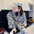 thumbnail image 4 of Conjunto de pijama de dibujos animados para mujer, ropa de dormir con Tops de manga larga y pantalones, traje de 2 piezas grueso para mantener el calor, otoño e invierno, 2022, 4 of 4