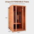 thumbnail image 4 of Vanity Art 2 Person Extendable FAR Infrared Sauna for Home, Hemlock Wood Low EMF 6 Carbon Heaters Indoor Saunas with LED Lights, Bluetooth Speaker, Digital Control Panel, and Seating Bench, 4 of 11