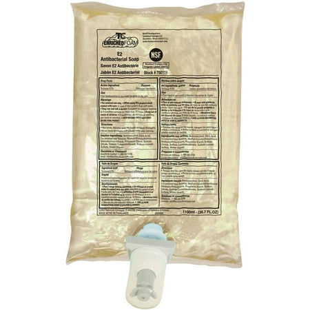 Rubbermaid Clear Enriched Foam E2 Antibacterial Hand Soap Refill, 36.7 fl oz, 4 count