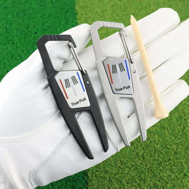 Putting Green Fork Magnetic Hanging Buckle Ball Marker Portable True Putt Dig Golf Pitch Multifunctional Pointed Head Golf Fork Golf Accessories