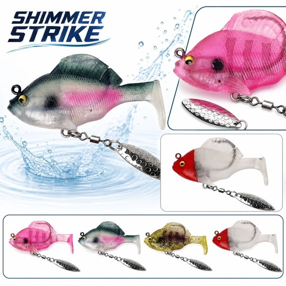 3-Pack Soft Fishing Lure T-Tail Weighted Hollow Body,3rd Gen Long Casting Snag-Resistant Swimbait,Lead Core Glitter Blade for Bass Trout Freshwater Blue