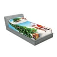 thumbnail image 2 of Santa Fitted Sheet & Pillow Sham Set, Reindeer with Jingle Bells Gather Around Father Christmas Tree with Presents, Decorative Printed 4 Piece Bedding Decor Set, Twin, Multicolor, by Ambesonne, 2 of 3