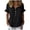 Black, variant on CAIVO Women Blouses Dressy Casual Button Detail Petal Sleeve Short Sleeve Comfortable Summer Tops V-Neck Solid Color Trendy Shirts