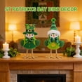 thumbnail image 2 of St. Patrick's Day Bird Figurine with Sequin Wings and Clover Bow Tie for Holiday Tabletop and Shelf Decoration, 2 of 8