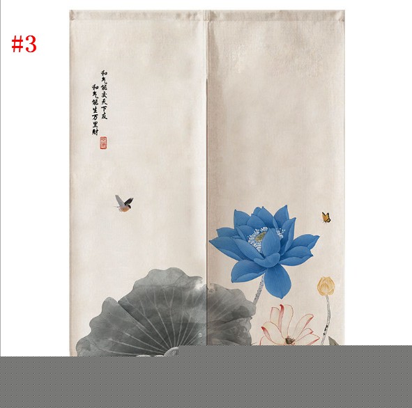 thumbnail image 1 of Nuevo Cortina de puerta de tela china, diseño de loto, perforación libre, 85*120CM, 3, 1 of 9
