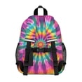 thumbnail image 3 of Pink and Green Tie Dye Pattern Backpack for School, Cute School Bag with Adjustable Shoulder Straps and Padded Back, 15"x11.42"x5.5", 3 of 5
