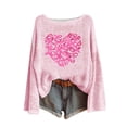 thumbnail image 1 of Chandail pour Femmes Manches Longues Sensibilisation au Cancer du Sein Col Rond pour Mode Tricot, Pulls pour Femmes, 1 of 4