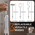 thumbnail image 5 of Hwawhin Rechargeable Milk Frother, Coffee Frother Mixer, 3-Speed Electric Handheld Milk Frother, Drink Mixer with Stainless 3 Whisks, Foam Maker for Coffee, Cream, Hot Chocolate,Latte, Matcha(White), 5 of 9