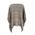 thumbnail image 6 of Xfvqtps Womens Cape Pullover Round Neck Fringed Cuff Knitting Stripe Comfortable Soft Sweater Fashion Casual Warm Fall and Winter Top Khaki, 6 of 6
