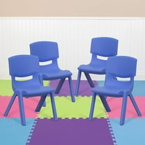 EMMA OLIVER 4 Pack Blue Plastic Stackable School Chair with 10.5" H Seat, Preschool Chair