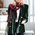 thumbnail image 3 of Lovzfmll Women's Velvet Blazer, Relaxed Fit Double Breasted Button Front Green, XL, 3 of 4