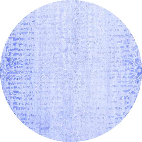 Ahgly Company Machine Washable Indoor Round Abstract Blue Contemporary Area Rugs, 4' Round