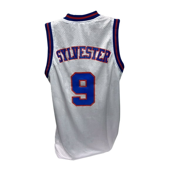 Sylvester Pussycat #9 Tune Squad White Basketball Jersey