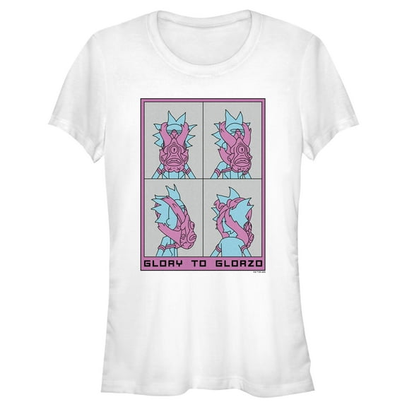 Junior's Rick And Morty Glory to Glorzo Graphic Tee White Small
