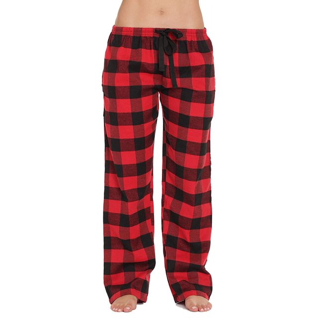 Pantalones de pijama de franela a cuadros Buffalo para mujer con bolsillos Adepaton WMCH-234