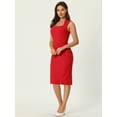 thumbnail image 3 of DARING DIVA Pencil Sleeveless Square Neck Bodycon Dress L Red, 3 of 6