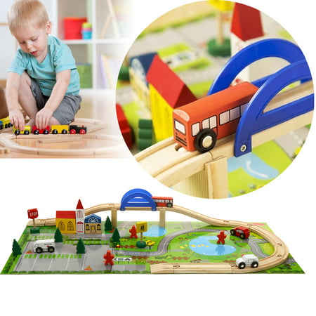 40pcs Wooden Track Overpass Blocks Building Kids Lego Child Educational DIY Toy Gift For 3- 8 years