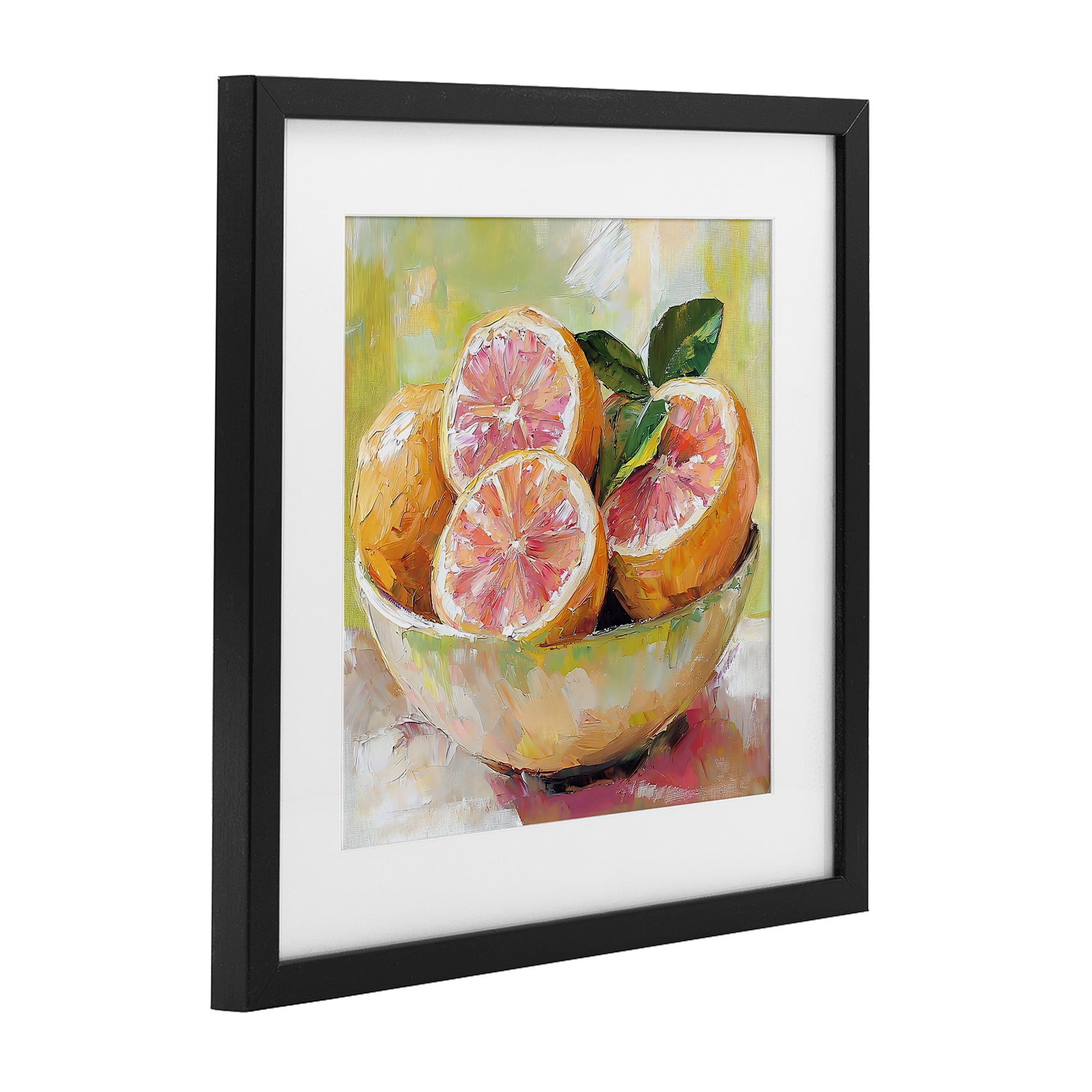 Stupell Industries Bold Grapefruit in Ceramic Bowl Black Framed Print Under Glass, design by Riley B
