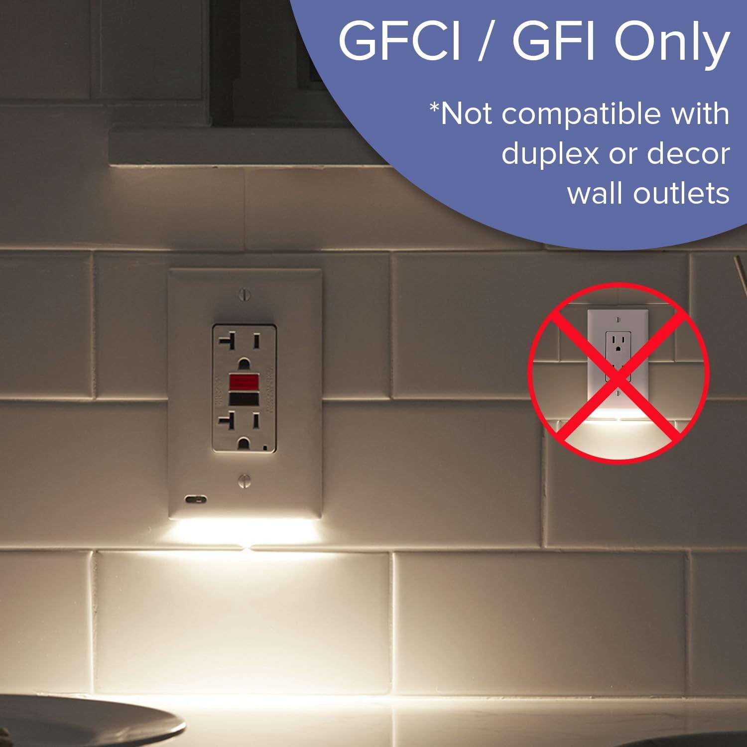 4 Pack - SnapPower GuideLight 2 [For GFCI Outlets] - Replaces Plug-In Night Light - Electrical Receptacle Wall Plate with LED Night Lights - Auto On/Off Sensor - (GFCI, Black)