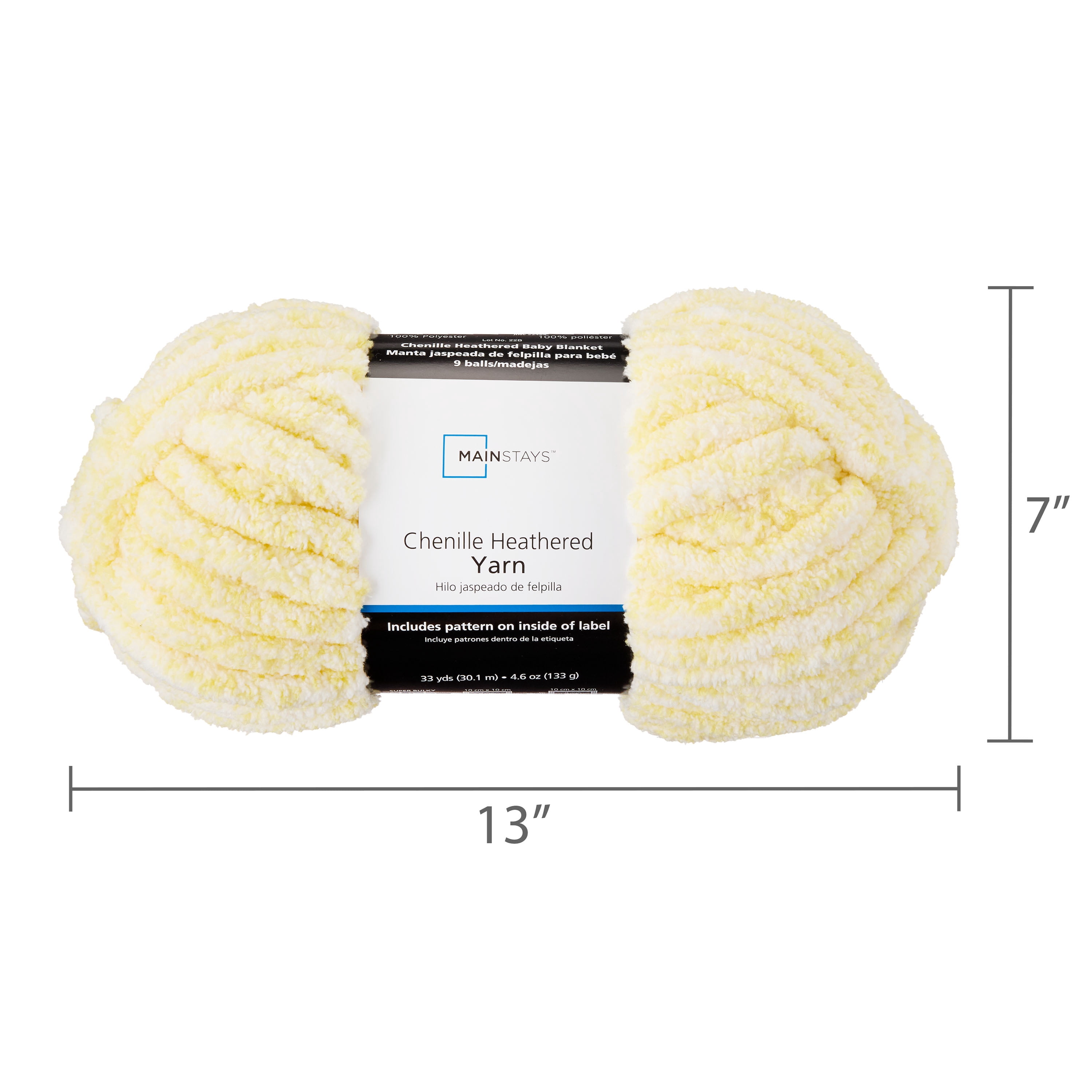 Mainstays Heathered Chenille Yarn 33 yd Lemonade 100% Polyester Super Bulky pack of 4