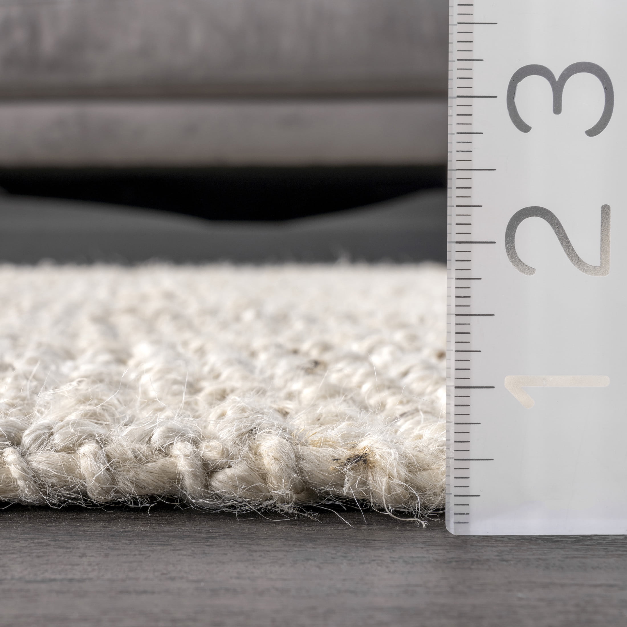 nuLOOM Ashli Solid Farmhouse Jute Area Rug, 8', Round, Ashli Off-white