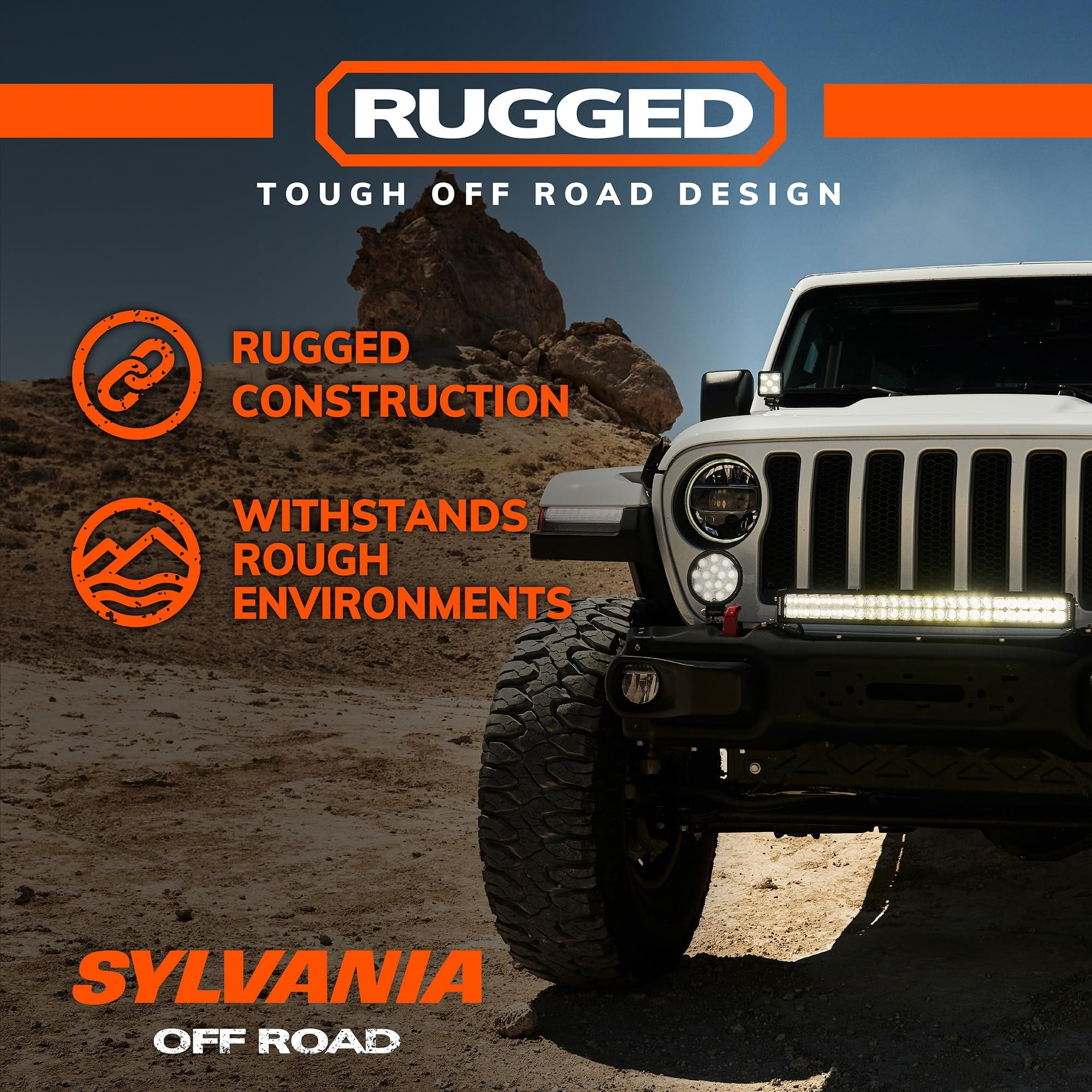 Sylvania Rugged 4 Inch Round LED Light Pod Flood 2100 Lumens, 1 pack, Compatible with Multiple Cars