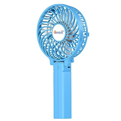 Small Portable Personal Mini Desk Table Folding Fan with USB Rechargeable Battery Operated Electric Fan for Office Outdoor Sport Household Traveling Camping Black Handheld Fan VersionTECH 