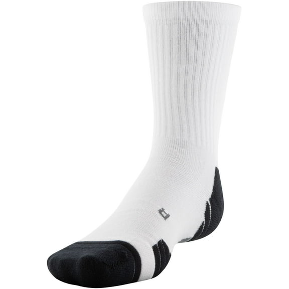 Under Armour Adult Team Crew Socks, 1-Pair, White/Black/Black, Medium