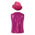 thumbnail image 2 of Alvivi Kids Boys Girls Sequined Shirt Vest for Hip-Hop Street Dance Performance Waistcoat with Hat Rose 5-6, 2 of 7