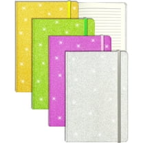 4 Pack Glitter Notebook, 8.3x5.7” 160 Lined Pages Glitter Never Peel Off Sparkle Journal for Wide Ruled A5 Hardcover Notebooks for Teens Women Writing Note Taking Office Work Gifts