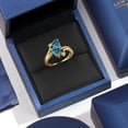 thumbnail image 4 of Gem Stone King 10K Yellow Gold Persian Blue Moissanite and White Diamond Engagement Ring for Women (1.63 Cttw, Gemstone Birthstone, Heart Shape 6MM, Size 8), 4 of 6
