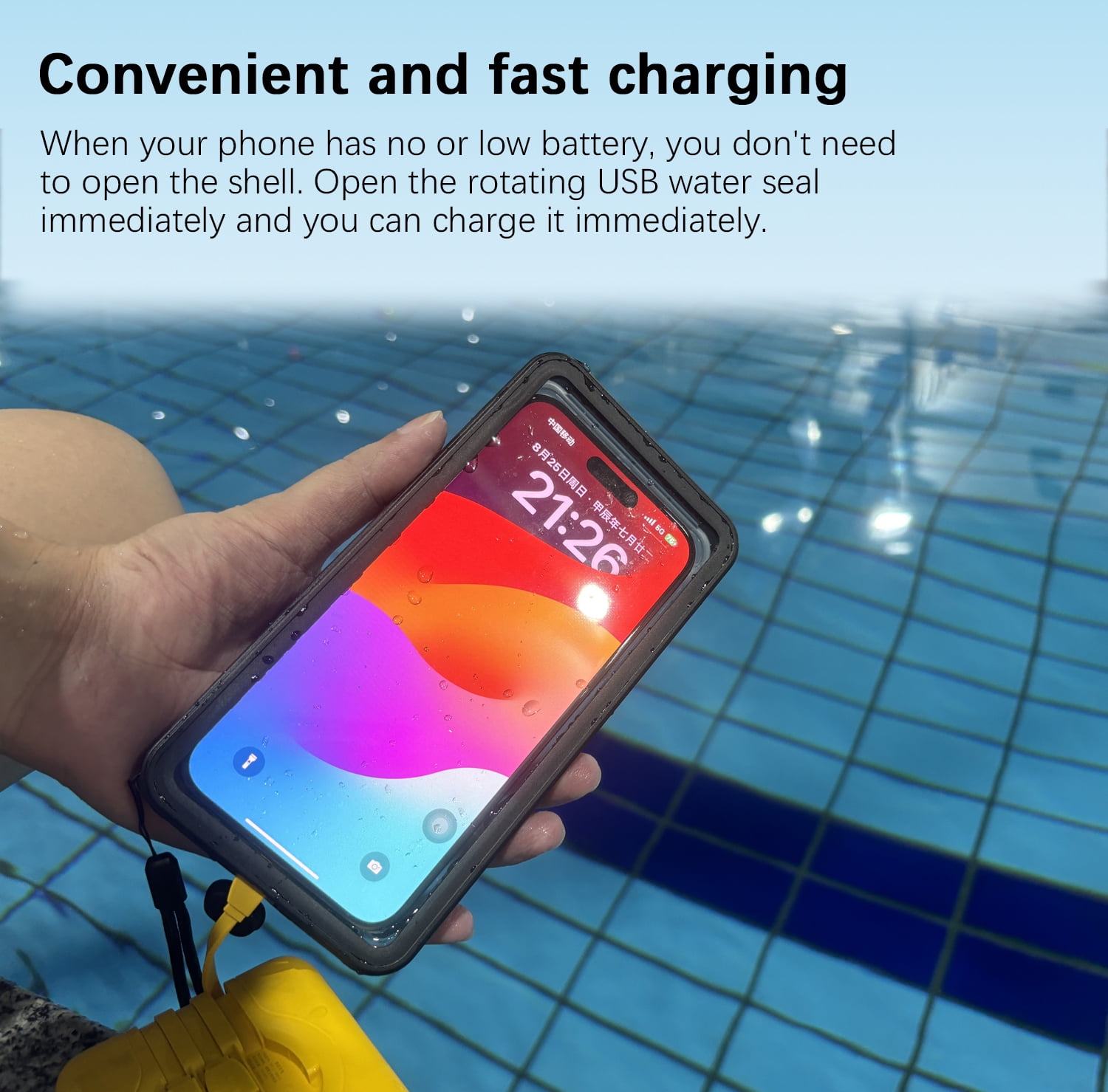 Foluu Waterproof Phone Case, Universal Self-Check Function Underwater Pouch Dry Bag Beach Travel Essentials, Black