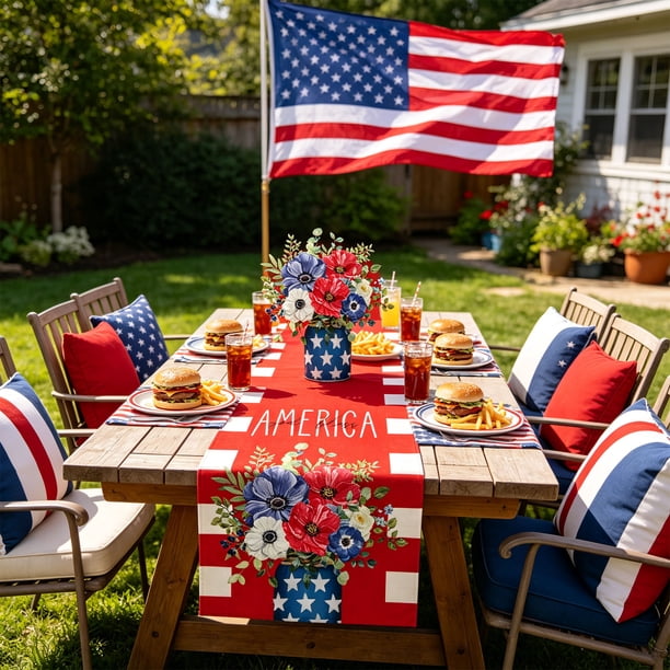 Independence Day Festival Tablecloth Coffee Table Table Cover Heatproof Cloth Festival Decor Heatproof Mat