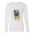 thumbnail image 2 of Bear Painting Splatter Abstract Art Animal Lover Womens Graphic Long Sleeve T-Shirt, White, 2XL, 2 of 3
