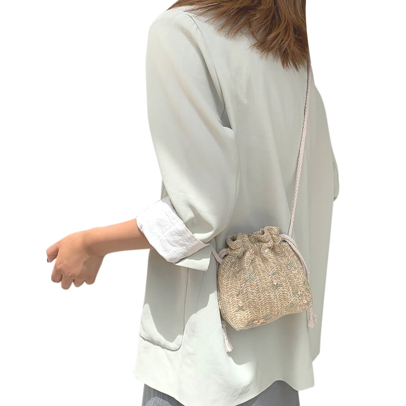 Women Weave Embroidery Rose Stripe Bucket Bag Crossbody Wedding Bag Messenger Evening Shoulder Bag Women Weave Embroidery Rose Stripe Bucket Bag Crossbody Wedding Bag Messenger Evening Shoulder Bag