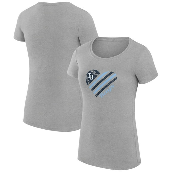Women's G-III 4Her by Carl Banks Heather Gray Tampa Bay Rays Super-Slim Fit Lightweight Heart Graphic T-Shirt